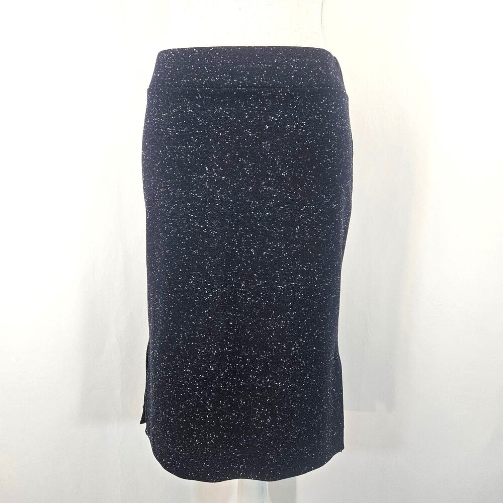 Madewell Navy Split Hem Side-Slit Speckled Stretch Textured Knit Pencil Skirt S - Picture 3 of 11